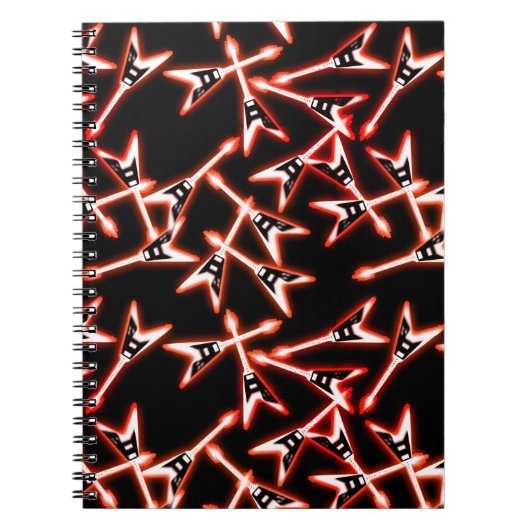 Carnet Red and Black Heavy Metal Electric Guitar Pattern (Devant)