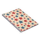 Carnet Red and Blue Stars, 4th of July, Beige Background (Côté Droit)
