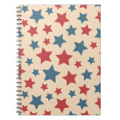 Carnet Red and Blue Stars, 4th of July, Beige Background (Devant)