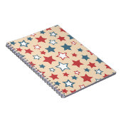 Carnet Red and Blue Stars, 4th of July, Beige Background (Côté Droit)