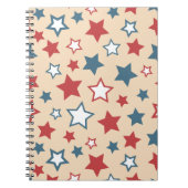 Carnet Red and Blue Stars, 4th of July, Beige Background (Devant)
