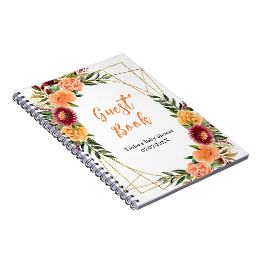 Carnet Red and Orange Floral Baby Shower Guest Book (Côté Droit)