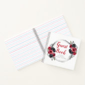 Carnet Red and Silver Elegant Flowers Birthday Guest Book (Intérieur)