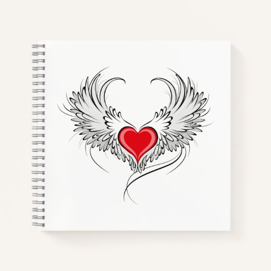 Carnet Red Angel Coeur avec ailes (Devant)