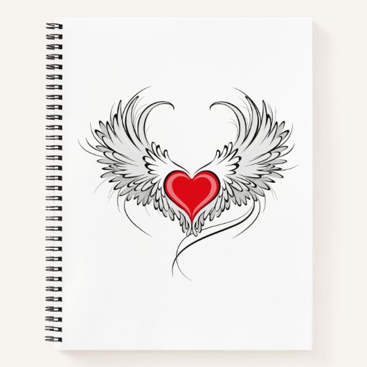Carnet Red Angel Coeur avec ailes (Devant)