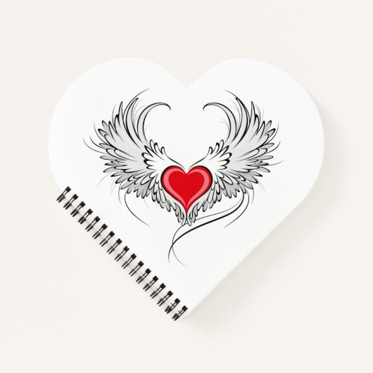 Carnet Red Angel Coeur avec ailes (Devant)