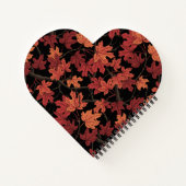 Carnet Red Autumn maple leaves on black (Dos)