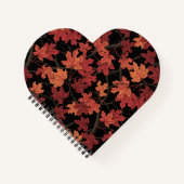 Carnet Red Autumn maple leaves on black (Devant)