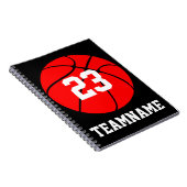 Carnet Red Basketball Custom Team & Jersey Number School (Côté Droit)