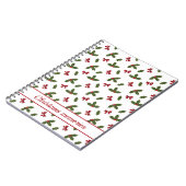 Carnet Red Bows Et Noël Holly Plante Motif & Texte (Côté gauche)