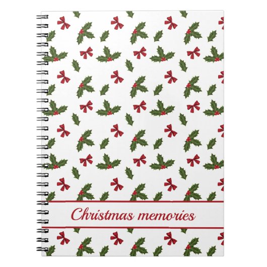 Carnet Red Bows Et Noël Holly Plante Motif & Texte (Devant)