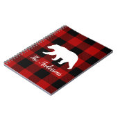 Carnet Red Buffalo Plaid & Bear | Nom personnel Cadeau (Côté gauche)