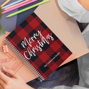 Carnet Red Buffalo Plaid & Joyeux Noël Nom personnel