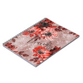 Carnet Red, burgundy flowers. (Côté gauche)