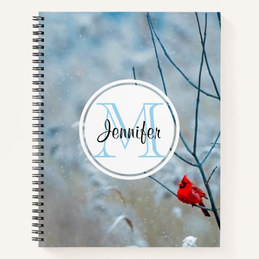 Carnet Red Cardinal dans Winter Nature Photo de Christmas (Devant)
