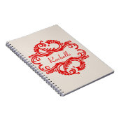 Carnet Red Chic Damask (Côté Droit)