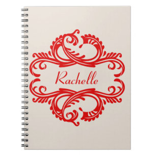 Carnet Red Chic Damask