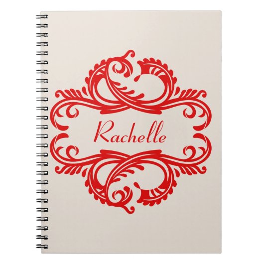 Carnet Red Chic Damask (Devant)