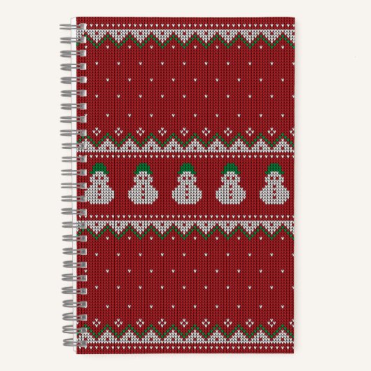 Carnet Red Christmas Knit Apple Pattern | Winter Holiday (Recto)