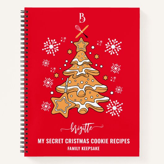 Carnet Red Christmas Tree Cookie Baking Crew Snowflakes (Devant)