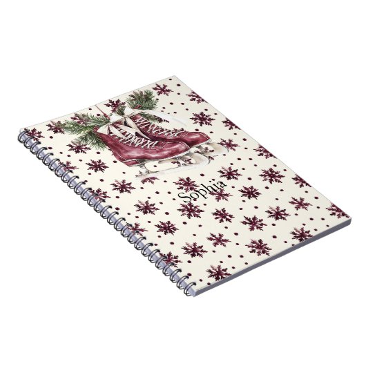 Carnet Red Cream Snowflakes Ice Skates (Côté Droit)