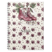 Carnet Red Cream Snowflakes Ice Skates (Devant)