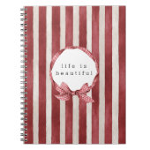 Carnet Red Cream Stripes Bow (Devant)