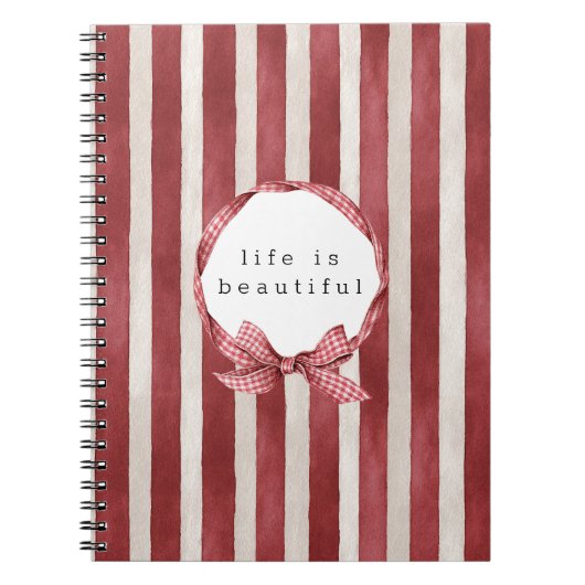 Carnet Red Cream Stripes Bow (Devant)