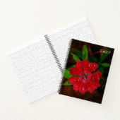 Carnet Red Dianthus Flower & Raindrops Photo, Nom Personn (Intérieur)
