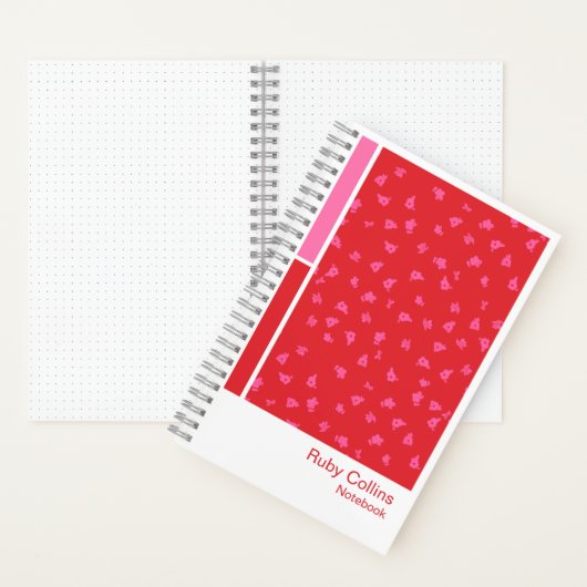 Carnet Red Ditsy Floral Vertical Palette Notebook (À l'intérieur)