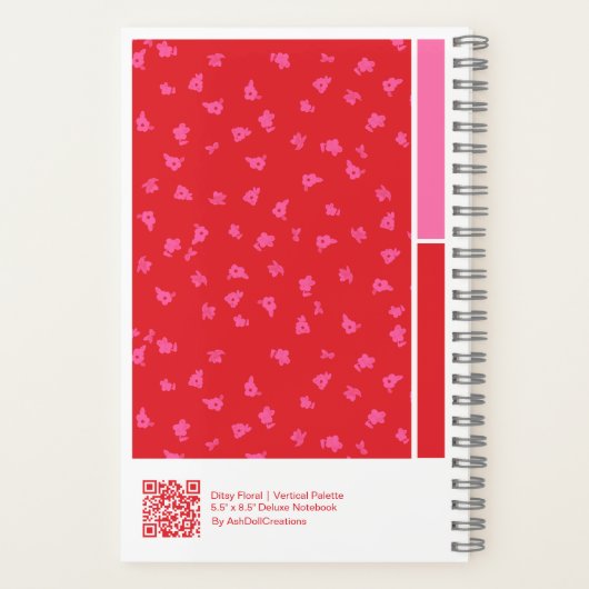 Carnet Red Ditsy Floral Vertical Palette Notebook (Verso)