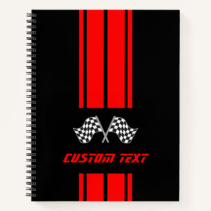 Carnet Red Double Race 🏎 rayures avec drapeau