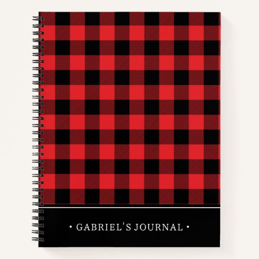 Carnet Red Flannel Buffalo Check Motif | Ajouter Votre No (Devant)