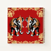 Carnet Red gold elephants Indian wedding guest book (Dos)