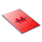 Carnet Red gradient geometric mesh pattern Monogram (Côté Droit)