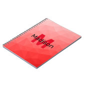 Carnet Red gradient geometric mesh pattern Monogram (Côté gauche)