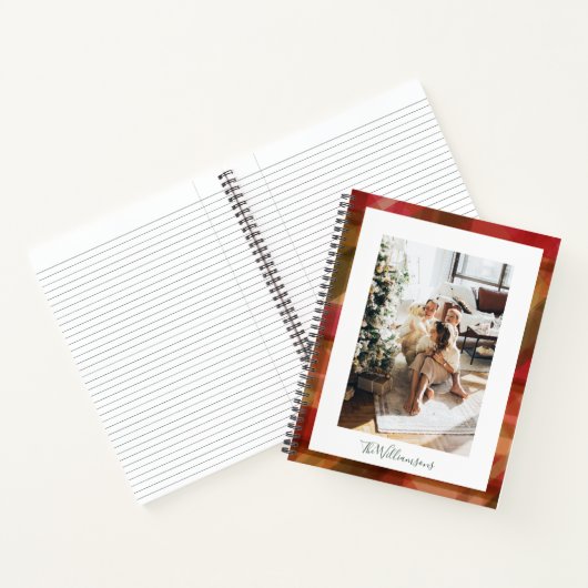 Carnet Red Green Abstrait Plaid Rustic Photo Noël (Intérieur)