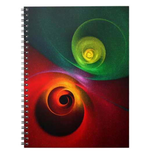 Carnet Red Green Yin Yang Moderne Motif d'art Abstrait #2 (Devant)