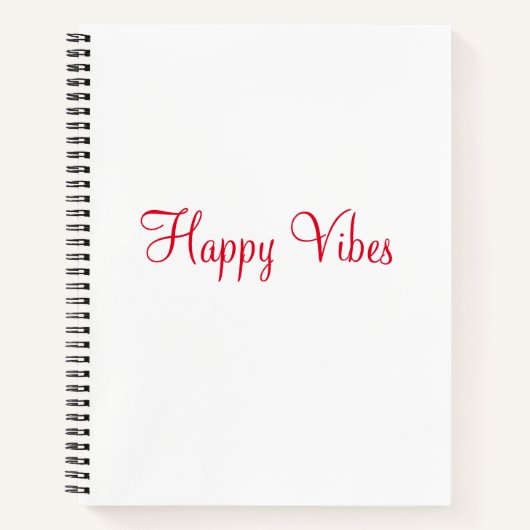 Carnet Red happy vibes vacances simple minimum calligraph (Devant)