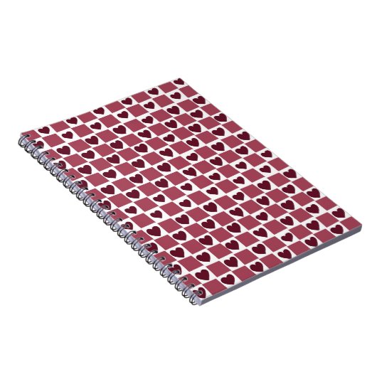 Carnet Red Heart Checkerboard Pattern (Côté Droit)