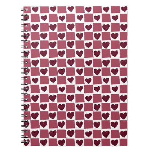 Carnet Red Heart Checkerboard Pattern (Devant)