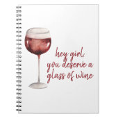 Carnet Red Hey Girl Vous Méritez Un Verre De Vin Citation (Devant)