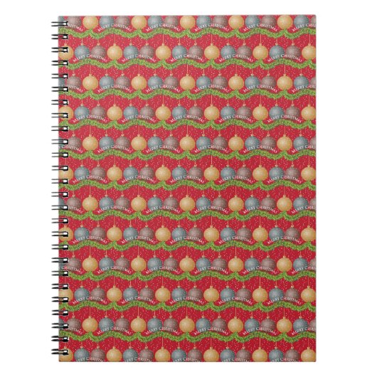 Carnet RED Joyeux motif de boules de Noël (Devant)