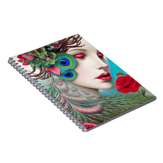 Carnet Red Lips et Rose Peacock Abstrait (Côté Droit)