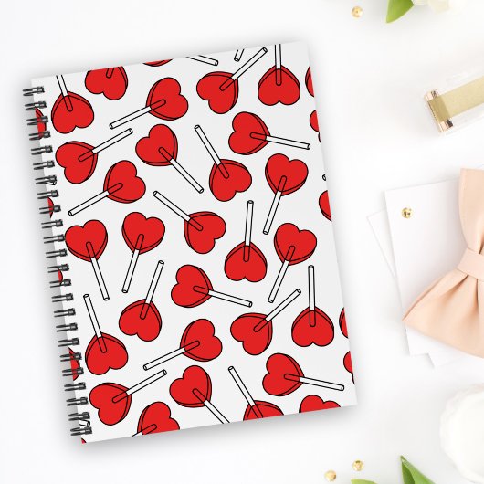 Carnet Red Lollipops, Heart Lollipops, Lollipop Pattern