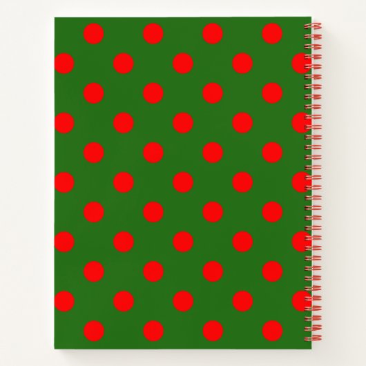 Carnet Red On Green Polka Dots Pattern Design  (Dos)