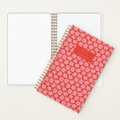 Carnet Red Pink Retro Daisy Pattern Personalized Name (À l'intérieur)