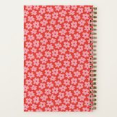 Carnet Red Pink Retro Daisy Pattern Personalized Name (Verso)