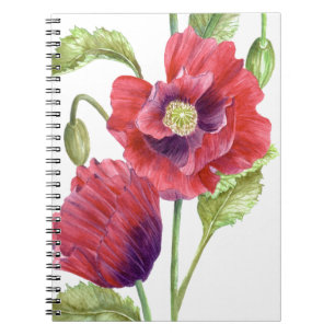 Carnet Red Poppies Floral Art