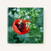Carnet Red Poppy Flower Summer Notes Personalised Noteboo (Devant)